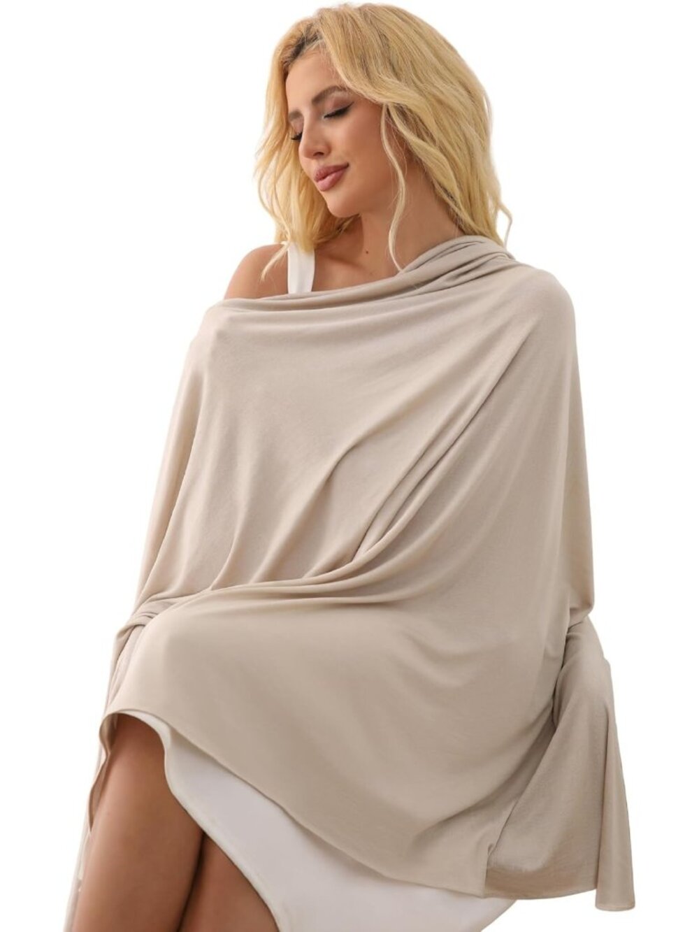 Lightweight Tencel Shawl Wrap 70x35in Travel Scarf, Pashmina Blanket, UPF 50